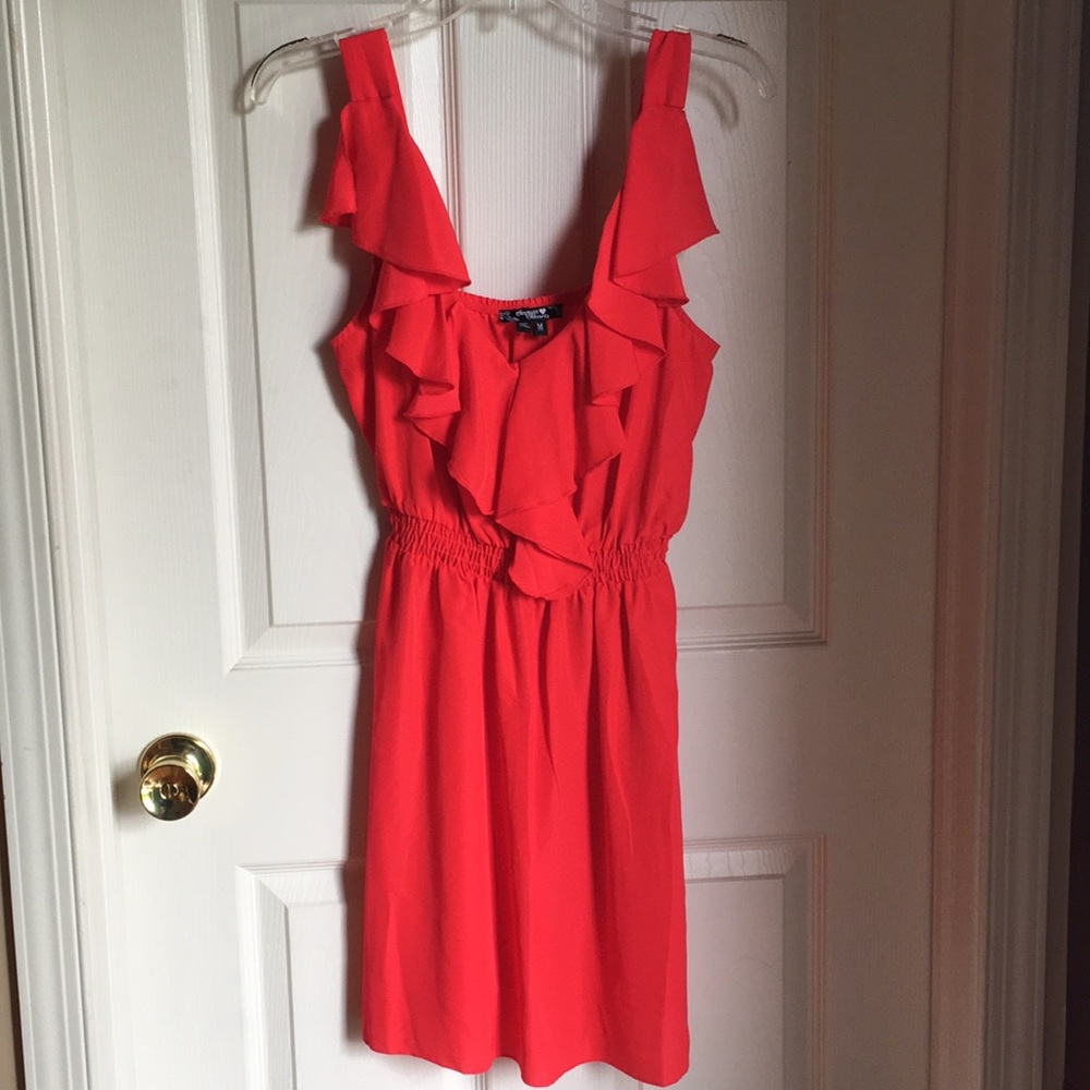 Sequin Hearts Dress - Ruffled Trim